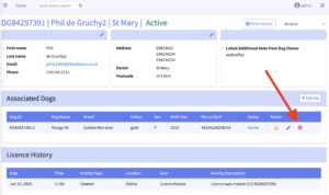 delete a dog. remove a dog from a licence